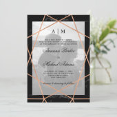 バラ金ゴールド幾何学 | 黒大理石 | 写真結婚の 招待状 (スタンド正面)