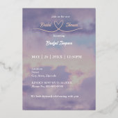 バラ金ゴールド彼女はクラウド9写真ブライダルシャワー 箔招待状 (裏面)