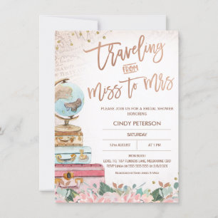 バラ金ゴールド恋しく思旅行からMrsブライダルシャワー 招待状