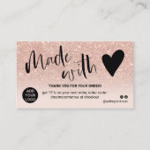 バラ金ゴールド感謝してい赤面ピンク 名刺 (正面)