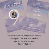 バラ金ゴールド我々はクラウド9フォトカップルのシャワー 箔招待状