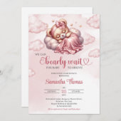 バラ金ゴールド我々はbearly待ち女の子ベビーシャワー 招待状 (正面/裏面)