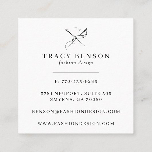 バラ金ゴールド手作り|針と糸 スクエア名刺 (裏面)