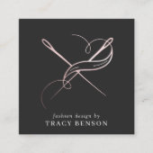 バラ金ゴールド手作り|針と糸 スクエア名刺 (正面)