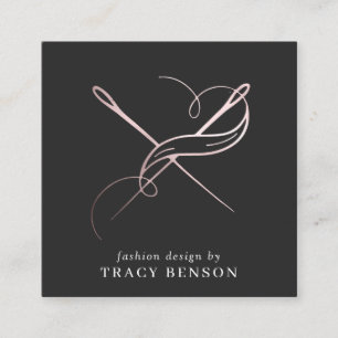 バラ金ゴールド手作り 針と糸 スクエア名刺