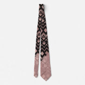 バラ金ゴールド手描きトライバルジオメトアステカリ ネクタイ (裏面)