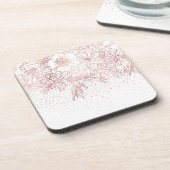 バラ金ゴールド手描きフローラドードル及び紙吹雪 コースター (左側)