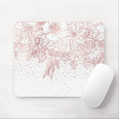 バラ金ゴールド手描きフローラドードル及び紙吹雪 マウスパッド (マウス)
