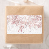 バラ金ゴールド手描きフローラドードル及び紙吹雪 ラベル (インサイチュ)