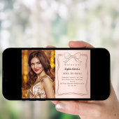 バラ金ゴールド手描きボウフォト誕生日 招待状