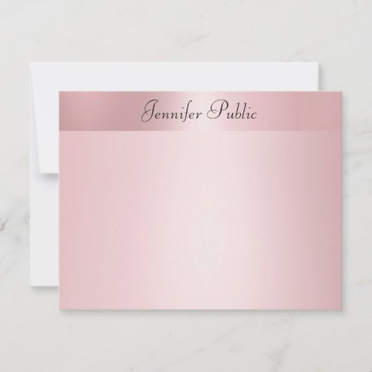 バラ金ゴールド手書きスクリプト名テンプレート ノートカード (正面)