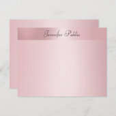 バラ金ゴールド手書きスクリプト名テンプレート ノートカード (正面/裏面)