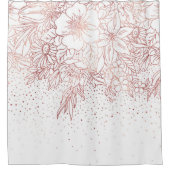 バラ金ゴールド手書きフローラドルと紙吹雪 シャワーカーテン (正面)