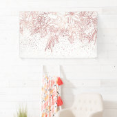 バラ金ゴールド手書きフローラドルと紙吹雪 横断幕 (インサイチュ)