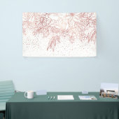 バラ金ゴールド手書きフローラドルと紙吹雪 横断幕 (トレードショー)