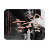 バラ金ゴールド手書き写真の保存日付 マグネット (横)