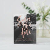 バラ金ゴールド手書き写真の保存日付 案内ポストカード (スタンド正面)