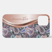 バラ金ゴールド手書き名前ペイズリーフローラ Case-Mate iPhoneケース (裏面 (横))