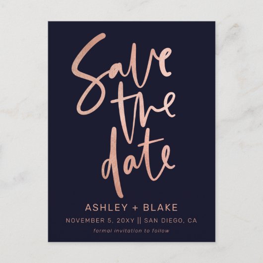 バラ金ゴールド手書き書日付の保存 案内ポストカード (正面)