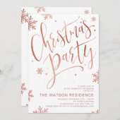 バラ金ゴールド手書き書道クリスマスパーティー 招待状 (正面/裏面)