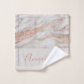 バラ金ゴールド抽象芸術エレガント大理石ガーリー名 バスタオルセット (ウォッシュタオル)