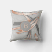 バラ金ゴールド抽象芸術モノグラム クッション (裏面)