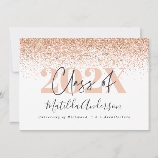 バラ金ゴールド数々の写真の卒業発表 招待状 (正面)