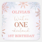 バラ金ゴールド文字スノーフレークスウィンターワンダーランド スクエアシール (正面)