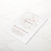 バラ金ゴールド文字バプテスマ繊細な花 箔招待状 (回転した状態)