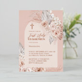 バラ金ゴールド文字ファーストホーリーコミュニオン 箔招待状 (立ち正面)