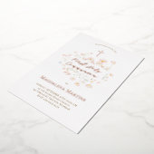 バラ金ゴールド文字ファースト聖体繊細な花 箔招待状 (回転した状態)