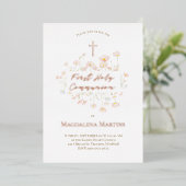 バラ金ゴールド文字ファースト聖体繊細な花 箔招待状 (立ち正面)