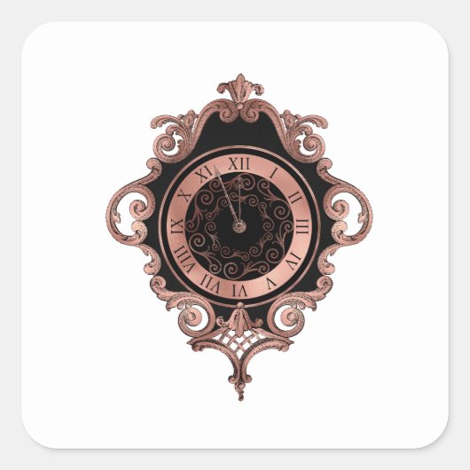 バラ金ゴールド新年パーティー封筒用シール スクエアシール (正面)