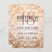 バラ金ゴールド日付18th誕生日パーティーを保存 セーブザデート (正面/裏面)