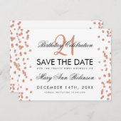 バラ金ゴールド日付21の誕生日紙吹雪を保存 セーブザデート (正面/裏面)