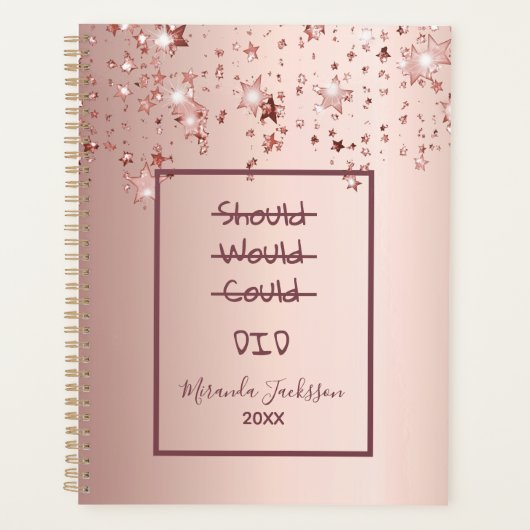 バラ金ゴールド星滴下やる気を起こさせる引用文 プランナー手帳 (正面)