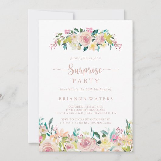 バラ金ゴールド春フローラサプライズパーティー 招待状 (正面)