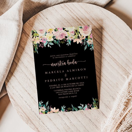 バラ金ゴールド春フローラヌエストラボダ結婚ズ 招待状