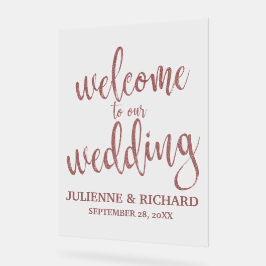 バラ金ゴールド書結婚の歓迎サイン アクリルサイン (傾斜)