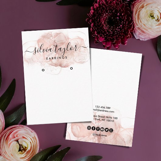 バラ金ゴールド書道アートイヤリングディスプレイカード 名刺