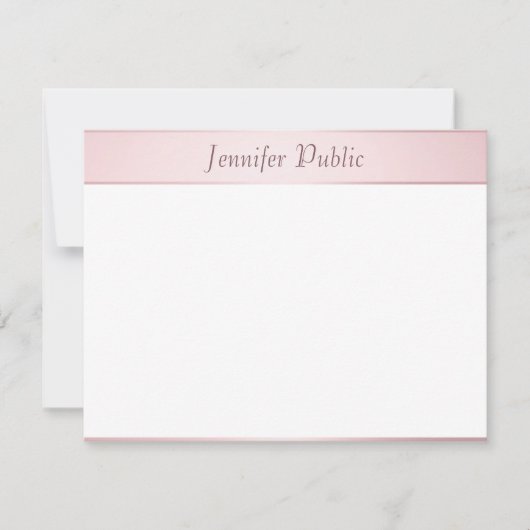 バラ金ゴールド書道スクリプトエレガントテンプレート ノートカード (正面)