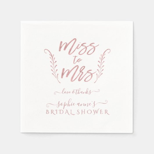 バラ金ゴールド書道ブライダルシャワーバチェロレッテ スタンダードカクテルナプキン (正面)