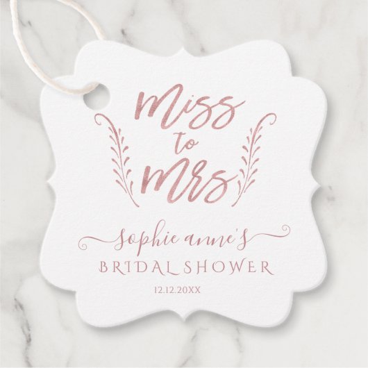 バラ金ゴールド書道ブライダルシャワーバチェロレッテ フェイバータグ (正面)