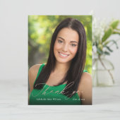 バラ金ゴールド書道写真卒業ありがとう サンキューカード (スタンド正面)