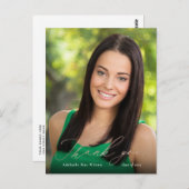 バラ金ゴールド書道写真卒業ありがとう ポストカード (正面/裏面)