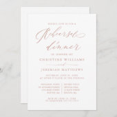 バラ金ゴールド書道結婚のリハーサルディナー 招待状 (正面/裏面)