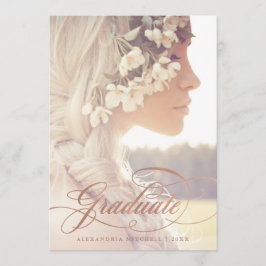 バラ金ゴールド書| 2枚の写真卒業パーティー 招待状