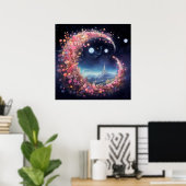 バラ金ゴールド月夢 ポスター (ホームオフィス)