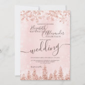 バラ金ゴールド松クリスマス冬の結婚式 招待状 (正面)