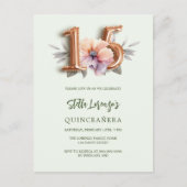 バラ金ゴールド桃フローラグリーンキンセアニェラ インビテーションポストカード (正面)